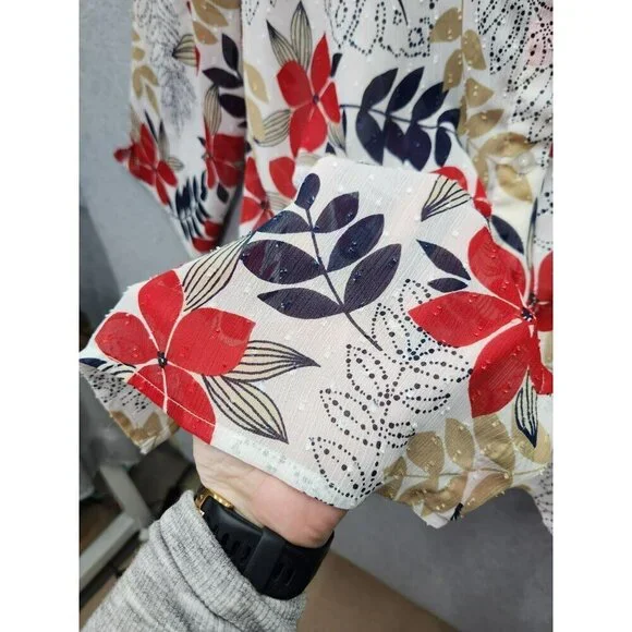 Alfred Dunner Womens Floral Print Button-Up Top Size 20 Lightweight Polyester - Picture 4 of 5